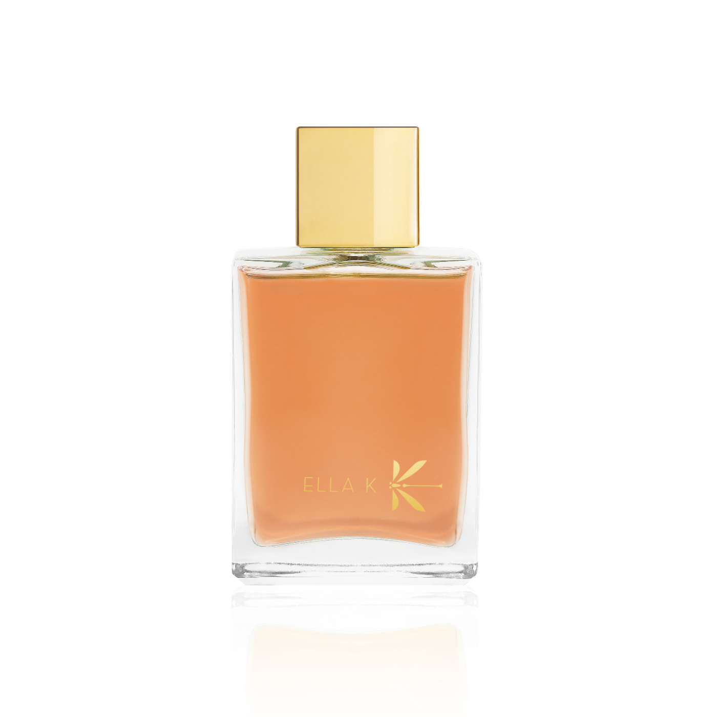Flacon de parfum Mélodie de l’Altaï d’Ella K avec capuchon doré, présenté en vue frontale sur fond blanc.